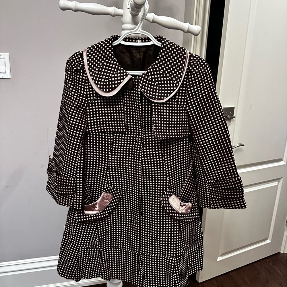 Polka Dot Coat with Pink Accents